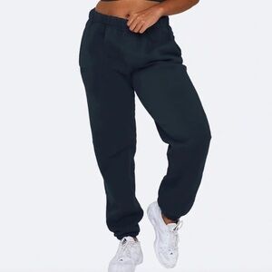 Set Active Dark Blue Fleece Jogger Sweatpants Large EUC